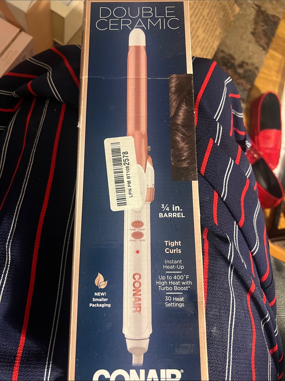 Conair 3/4 in. Double Ceramic Curling Iron - Rose Gold/White